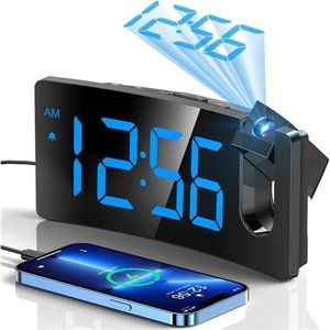 Projection Alarm Clock Digital Clock 180° Rotatable Projector 3-Level Brightness